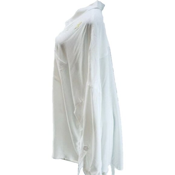 Torrid +4 White Sheer Button Embroidered Lightning Bolt Accent Long Sleeve Shirt - Picture 5 of 6